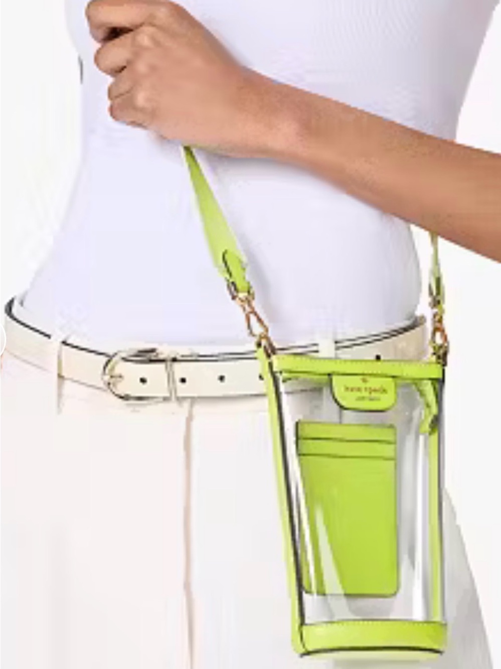 kate spade Clear Crossbody Bag with Lime Green Trim - Picture 2 of 2